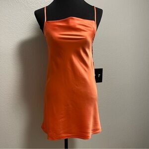 NEW Flynn Skye Women Slip Dress Small Satin Cantaloupe Orange Casual